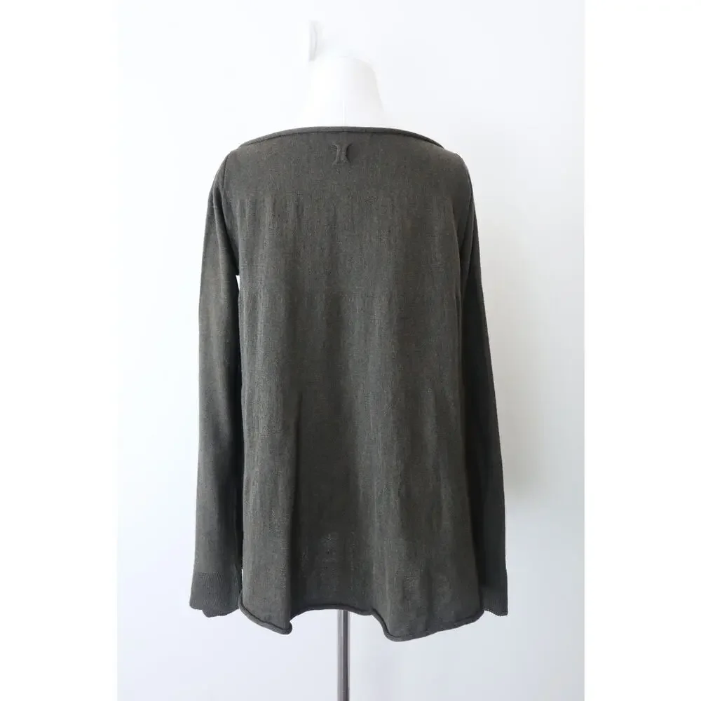 Hannes Roether Size M Merino Wool A-Line Sweater Tunic Pockets Green